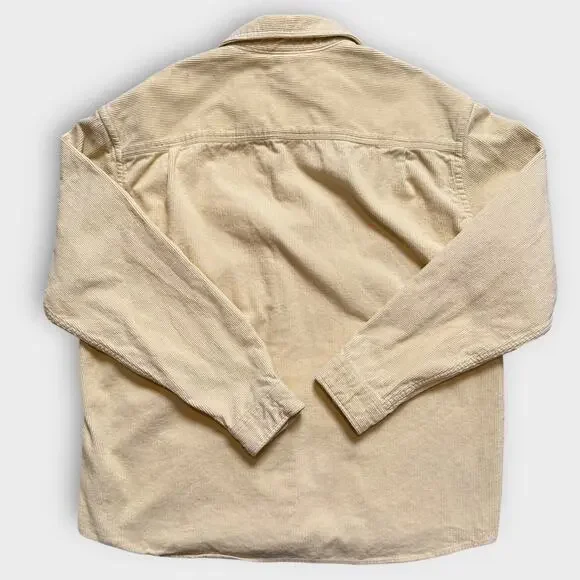 H&M CREAM CORDUROY BUTTON UP SHACKET SHIRT JACKET OVERSIZED LARGE - Picture 5 of 7